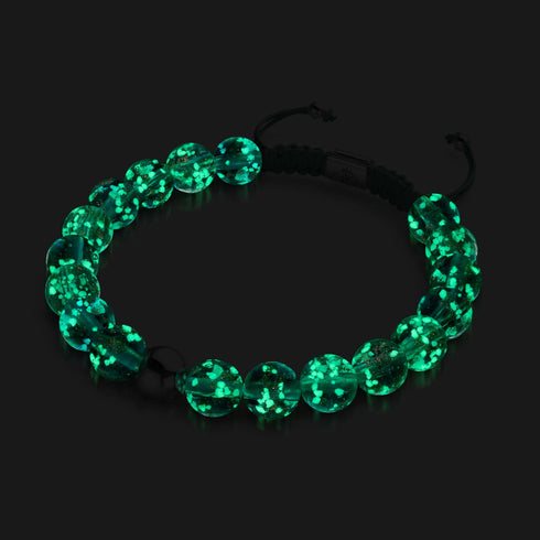 Teal | Silver | Firefly Glass Macrame Bracelet